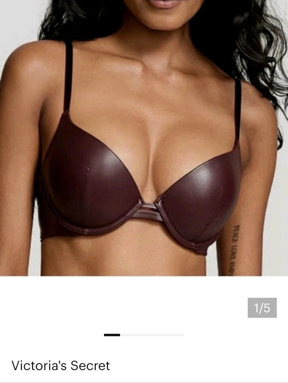 Victoria's Secret Very Sexy.NWOT, Plunge Bra in Chocolate PU Leather